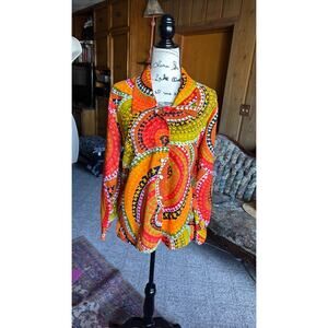 Vintage 70s bishop sleeve vibrant blouse dagger